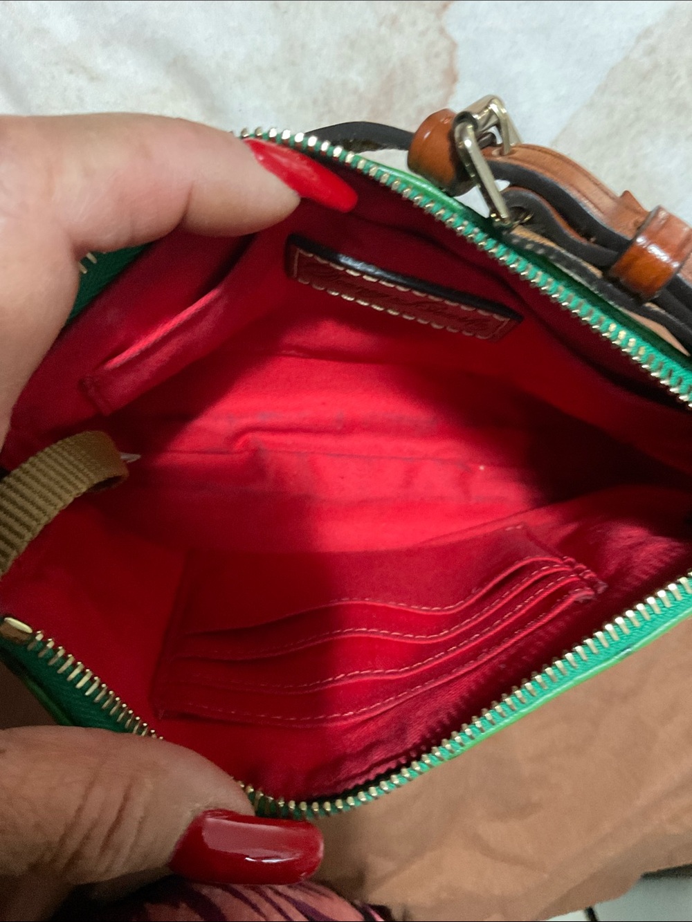 Dooney & Bourke Green Ostrich-Embossed Crossbody Bag- EUC - Picture 15 of 15